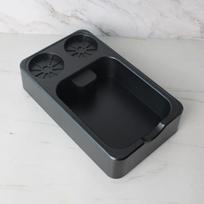 Multifunctional Coffee Station: Tamper Base, Distributor, Knock Box & Utensil Storage.