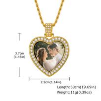 Sparking Inlaid Zircon Heart Locket Pendant Custom Photo Picture Necklace Personalized Jewelry Lover Friend Family Gift
