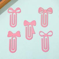 5pcs Metal Paper Clip Matte Pink Bow Bookmark Cute Stationery Clip Cute Book Journal Clip For Scrapbooks Gift Books