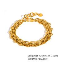 Stainless Steel Multiple Chunky Thick Chain Bracelet for Women Gold Plated Twist Irregular Geometric Bracelets Jewelry Gift