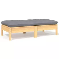 Dvivietė sodo sofa su pilkomis pagalvėlėmis, pušies masyvas