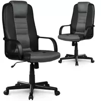 Sofotel Biuro kėdė, oda ir mikro tinklelis, ergonomiškas dizainas, juoda ir pilka, reguliuojamo aukščio biuro kėdė, patogi kompiuterio kėdė