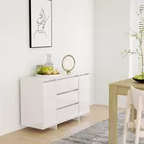 Šoninė spintelė su 3 stalčiais, balta, 120x41x75cm, mediena