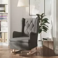 Fotelis Krėslas su kaučiukmedžio lingėmis, tamsiai pilkas, audinys
