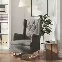 Fotelis Krėslas su kaučiukmedžio lingėmis, šviesiai pilkas, audinys