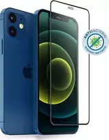 Crong Anti-Bacterial 3D Armor Glass – 9H apsauginis stiklas, skirtas visam Apple iPhone 12 Mini ekranui + montavimo rėmelis