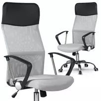 Sofotel Biuro kėdė su tinklelio atlošu, ergonomiško dizaino, reguliuojamo aukščio, pilka biuro kėdė, patogi darbo kėdė
