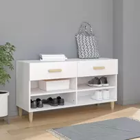 Spintelė batams, baltos spalvos, 102x35x55cm, apdirbta mediena