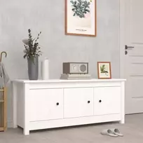 Spintelė batams, balta, 110x38x45,5cm, pušies medienos masyvas