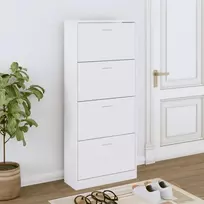 Spintelė batams, baltos spalvos, 63x24x147cm, apdirbta mediena