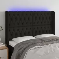 Galvūgalis su LED, juodos spalvos, 147x16x118/128cm, audinys