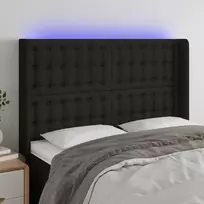 Galvūgalis su LED, juodos spalvos, 147x16x118/128cm, audinys