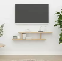 Prie sienos montuojama TV lentyna, ąžuolo, 125x18x23cm, MDP