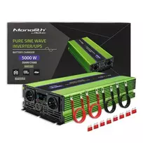 QOLTEC 51944 grynos sinusinės bangos inverteris, monolitas / akumuliatoriaus įkroviklis / UPS / 5000 W / 2500 / 12 V iki 230 V / LCD