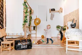 CHILDHOME DIDELIS MAMOS REIKMENŲ KREPŠYS MOMMY BAG, Juodas GOLD