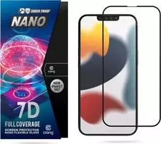 „Crong Nano Glass“ – viso ekrano apsaugantis hibridinis 9H apsauginis stiklas Apple iPhone 16e / 14 / 13 / 13 Pro telefonui