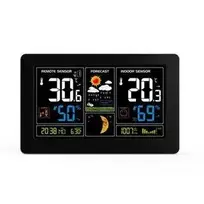 Orų stotelė Solight Solight TE81 orų stotis, ypač didelis spalvotas LCD, temperatūra, drėgmė, slėgis, RCC, USB įkrovimas, juodas