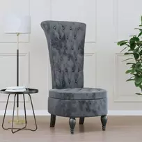 Fotelis Kėdė su aukštu atlošu, tamsiai pilka, aksomas, su sagutėmis