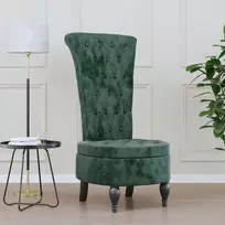 Fotelis Kėdė su aukštu atlošu, tamsiai žalia, aksomas, su sagutėmis