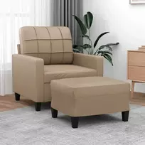 Sofa Krėslas su pakoja, kapučino spalvos, 60cm, dirbtinė oda