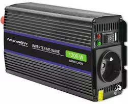 QOLTEC 51925 Monolitinis įtampos keitiklis 1200 MS Wave / 12V iki 230V / 600/1200W / USB