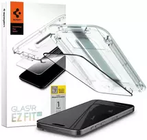 Stiklo dėklas + Spigen Glas.tR EZ Fit FC 1-Pack aplikatorius skirtas iPhone 15 Pro, su juodu rėmeliu
