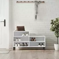 Spintelė batams, balta, 102x36x60cm, apdirbta mediena, blizgi