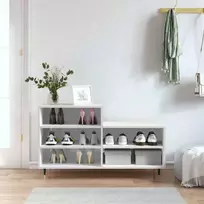 Spintelė batams, balta, 102x36x60cm, apdirbta mediena, blizgi
