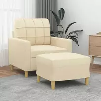 Sofa Krėslas su pakoja, kreminės spalvos, 60cm, audinys