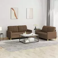 Sofa Sofos komplektas su pagalvėlėmis, 2 dalių, rudas, audinys
