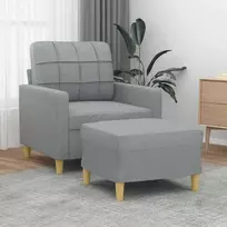 Sofa Krėslas su pakoja, šviesiai pilkos spalvos, 60cm, audinys