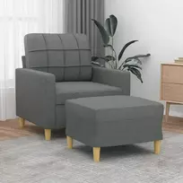 Sofa Krėslas su pakoja, tamsiai pilkos spalvos, 60cm, audinys