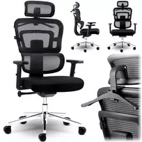 Biuro kėdė su tinkliniu atlošu, ergonomiško dizaino, reguliuojamo aukščio, juoda vadovo kėdė, patogi kompiuterio kėdė