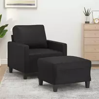 Sofa Krėslas su pakoja, juodos spalvos, 60cm, dirbtinė oda