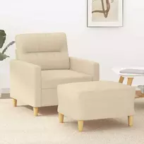 Sofa Krėslas su pakoja, kreminės spalvos, 60cm, audinys