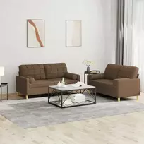 Sofa Sofos komplektas su pagalvėmis, 2 dalių, rudas, audinys