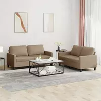 Sofa Sofos komplektas su pagalvėmis, 2 dalių, kapučino, dirbtinė oda