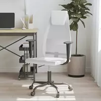 Biuro kėdė, baltos spalvos, tinklinis audinys ir dirbtinė oda