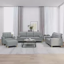 Sofa Sofos komplektas su pagalvėmis, 4 dalių, pilkas, audinys