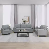 Sofa Sofos komplektas su pagalvėmis, 3 dalių, pilkas, audinys