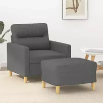 Sofa Krėslas su pakoja, tamsiai pilkos spalvos, 60cm, audinys