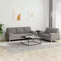 Sofa Sofos komplektas su pagalvėmis, 2 dalių, taupe, audinys