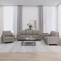 Sofa Sofos komplektas su pagalvėmis, 3 dalių, taupe, audinys