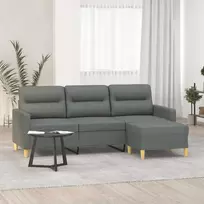 Trivietė sofa su pakoja, tamsiai pilkos spalvos, 180cm, audinys