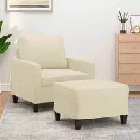 Sofa Krėslas su pakoja, kreminės spalvos, 60cm, dirbtinė oda