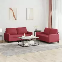 Sofa Sofos komplektas su pagalvėlėmis, 2 dalių, vyno, dirbtinė oda