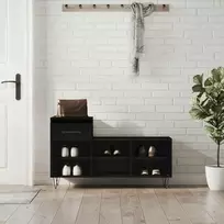 Spintelė batams, juodos spalvos, 102x36x60cm, apdirbta mediena