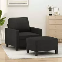 Sofa Krėslas su pakoja, juodos spalvos, 60cm, audinys