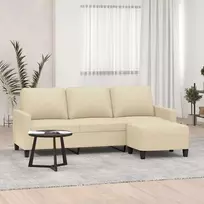 Trivietė sofa su pakoja, kreminės spalvos, 180cm, audinys