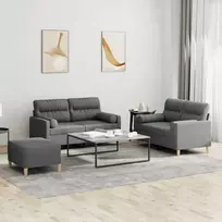 Sofa Sofos komplektas su pagalvėmis, 3 dalių, pilkas, audinys
